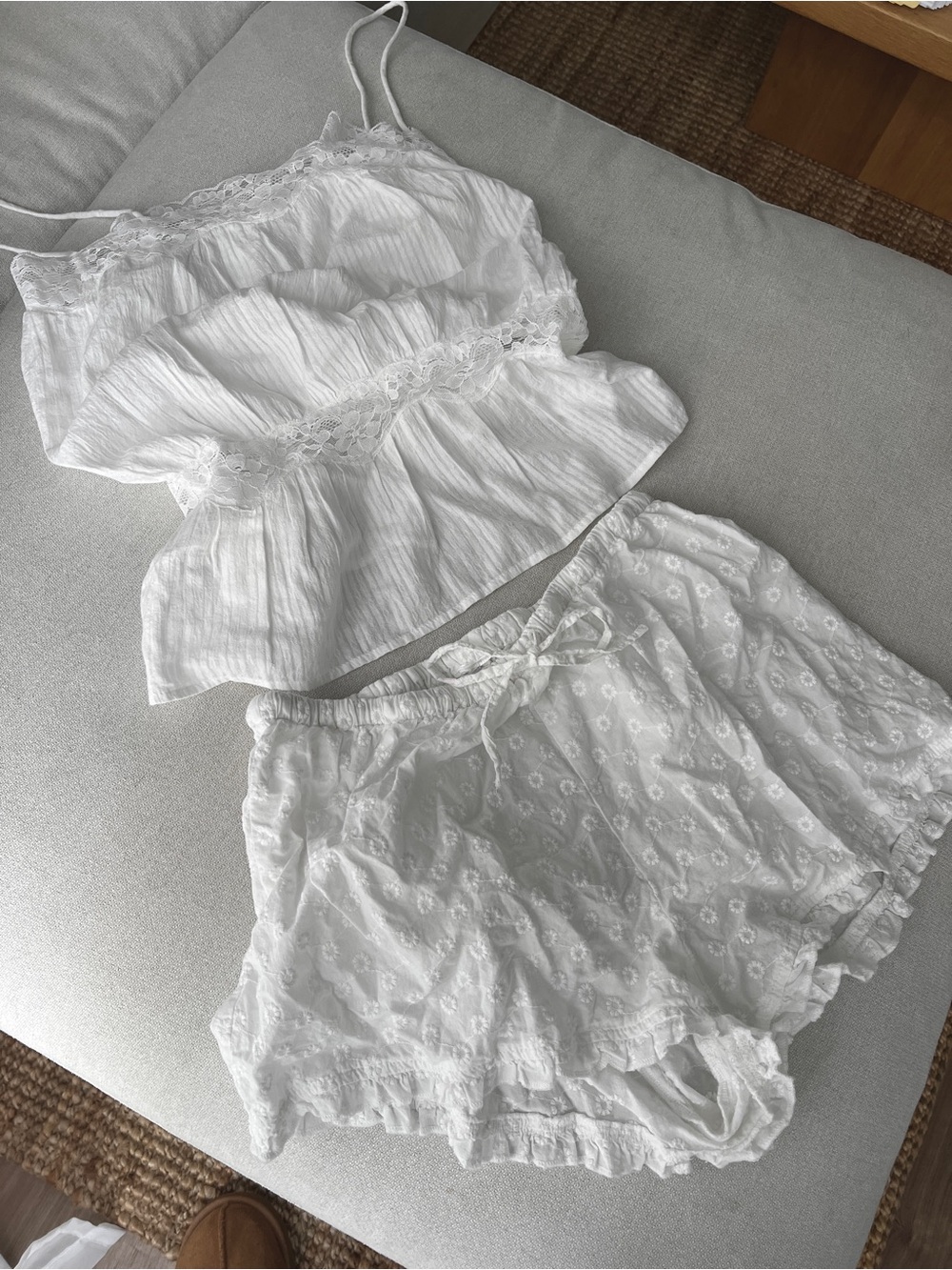 White Cotton Cami & Shorts Set